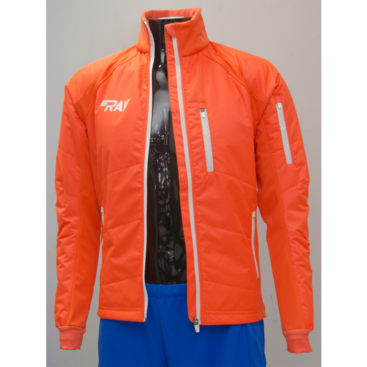 Куртка утеплённая туристическая  RAY  WS модель OUTDOOR (UNI)  оранжевый белая молния белый лого  фото 7