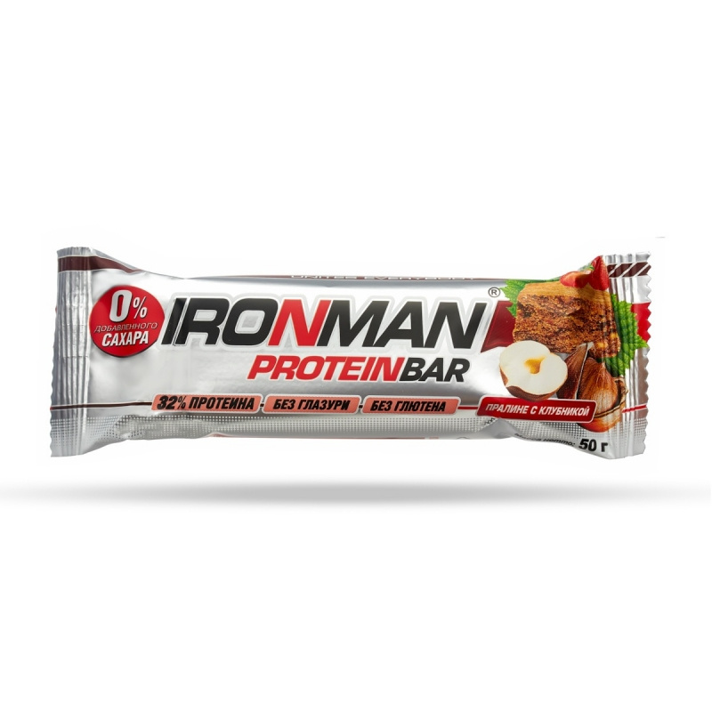 Батончик IRONMAN Protein Bar без глазури 32% 50гр :: Энергетические ...